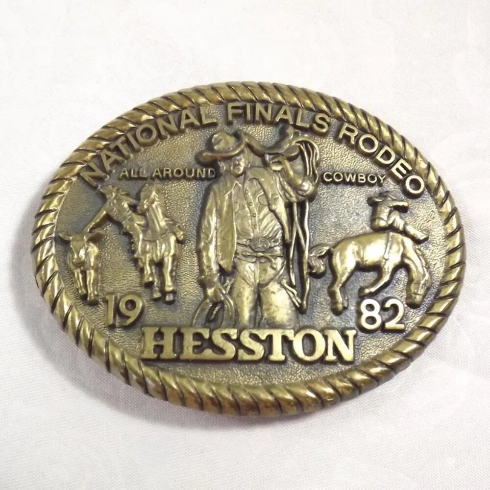 Hesston 1982 National Finals Rodeo "All Around Cowboy" Belt Buckle
